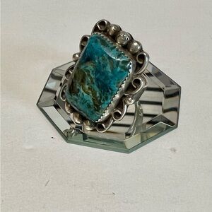 New Turquoise and silver ring. Adjustable band.